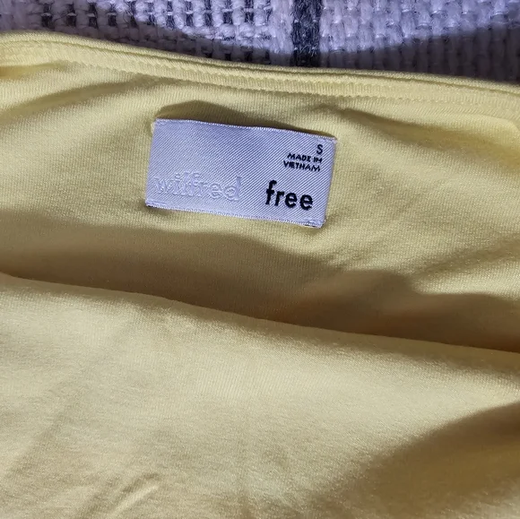 🌞ARITZIA Wilfred Free Tiny Dress Mini Bodycon Stretch Jersey Yellow Size S - Picture 9 of 12